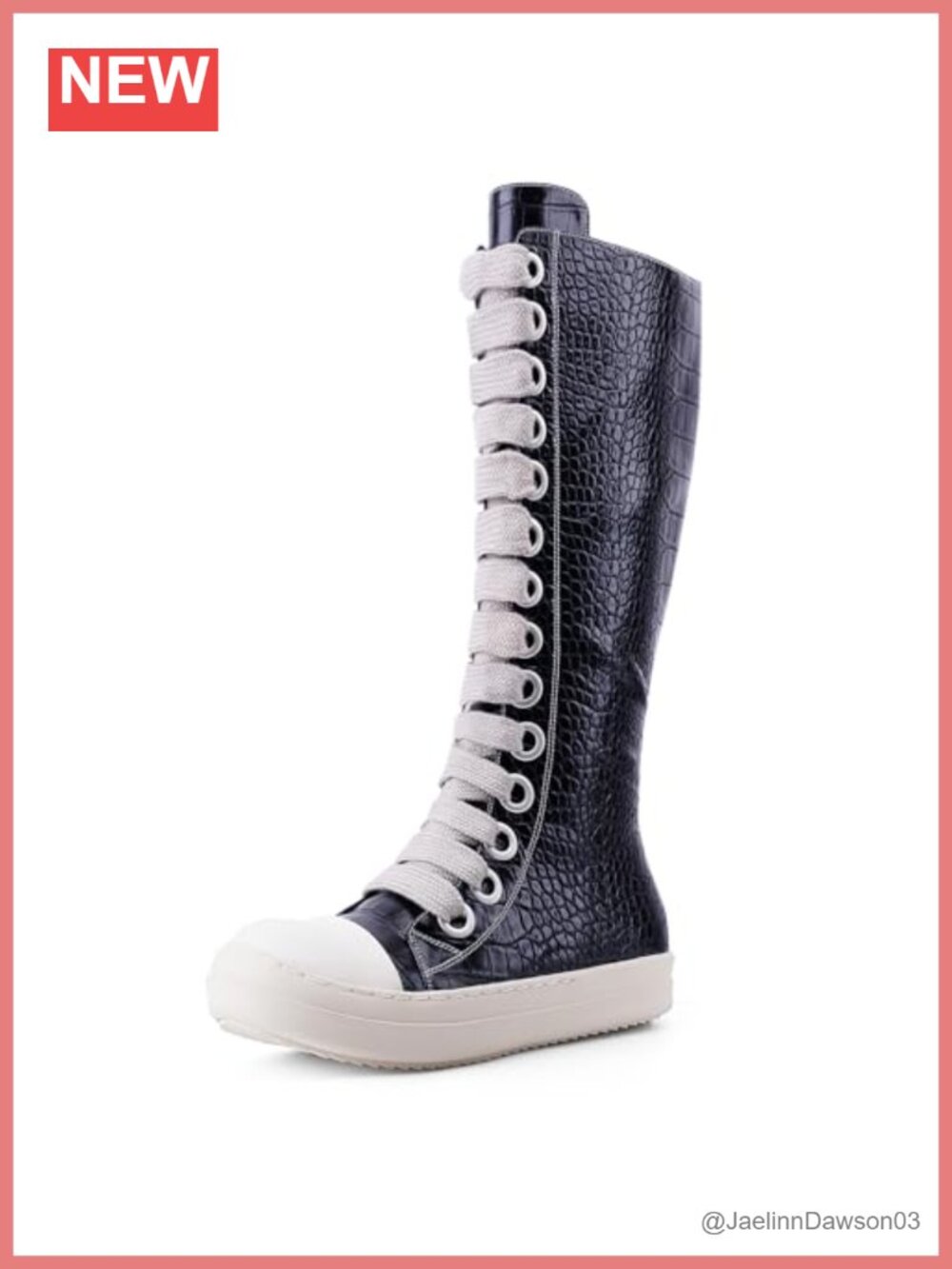 Women's Knee-High Platform Boots PU Leather Vegan Comfort Chunky Lace Up Zip